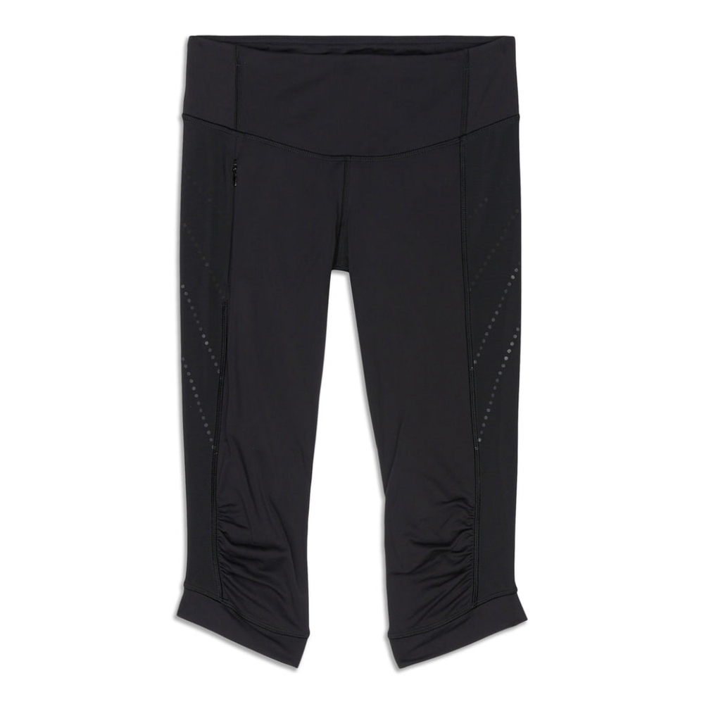 Lululemon Stop At Nothing High Mid Rise Crop Black Legging Pocket Size 4